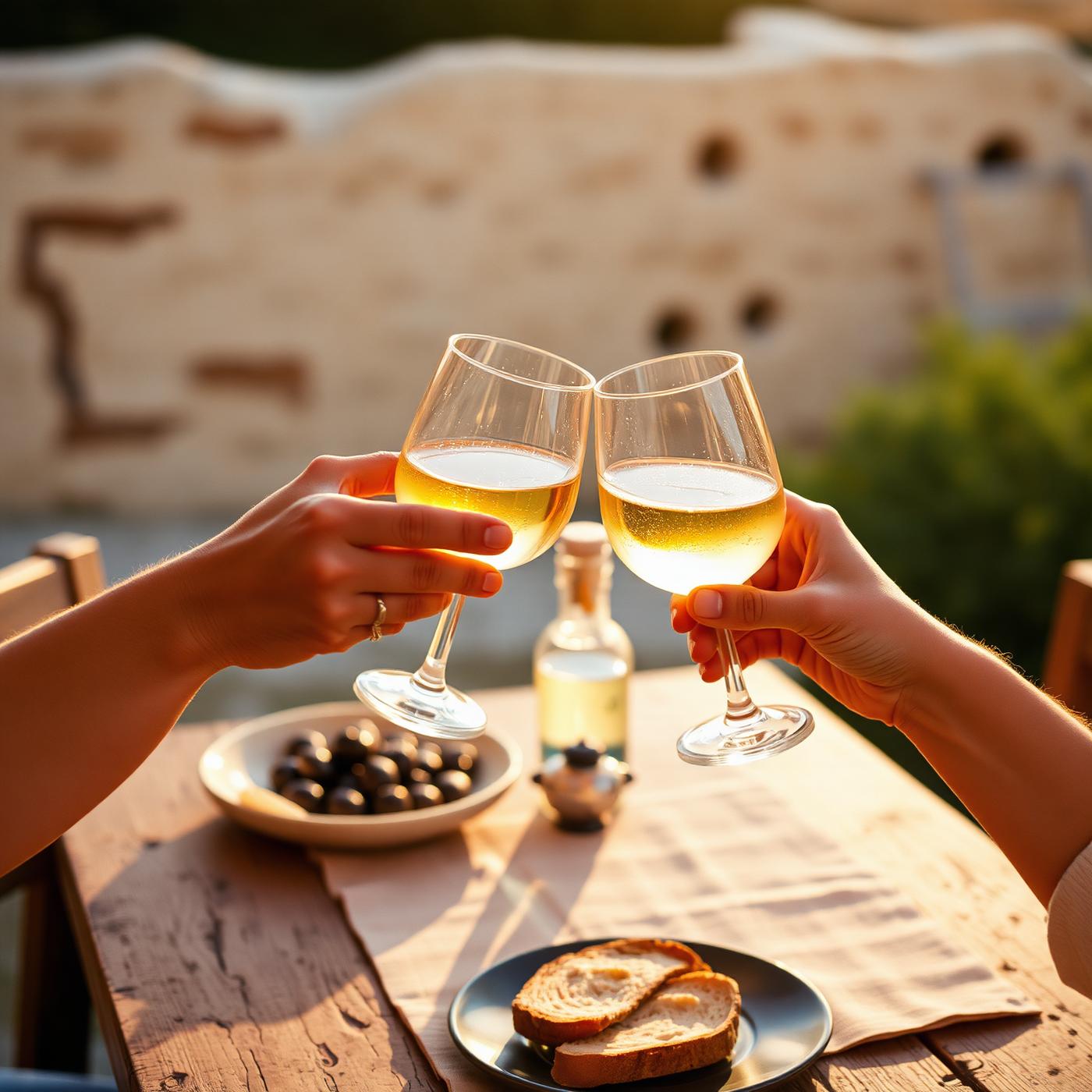 Toasting at golden hour